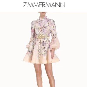 Zimmerman cream Flower print lantern sleeve maxi dress dress